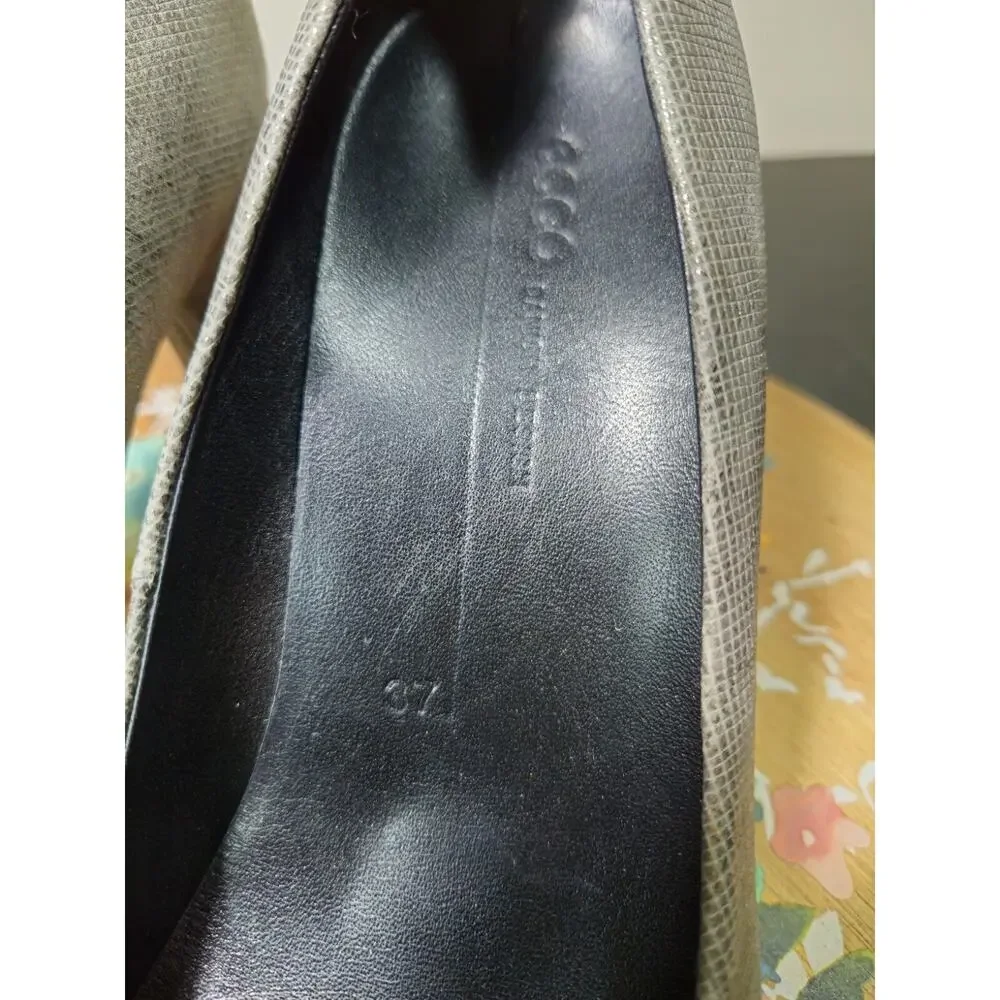ECCO *Shape 75* Gray Leather Metallic Pump‎ *EUC* Comfort High Heels W/6 EU/37